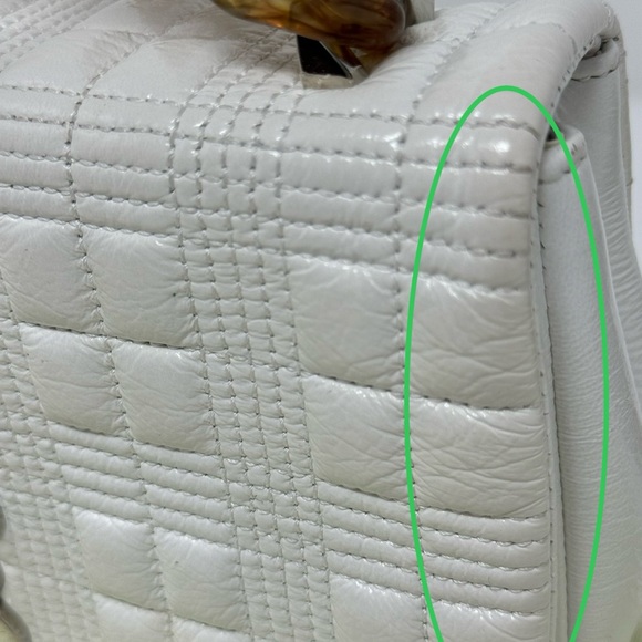 💯Authentic BURBERRY Small Lola Quilted White Leather Shoulder Bag - Picture 9 of 11